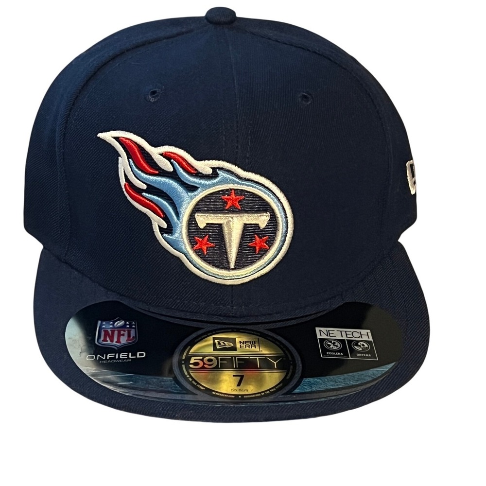 New Era 59FIFTY Tennessee Titans Hat Men Size 7 Blue NFL On-Field Fitted Cap